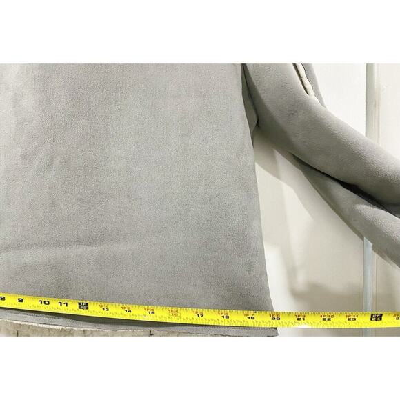 LOFT Women's Asymetrical Sherpa Gray Suede Moto Jacket Sz Small - Picture 10 of 11